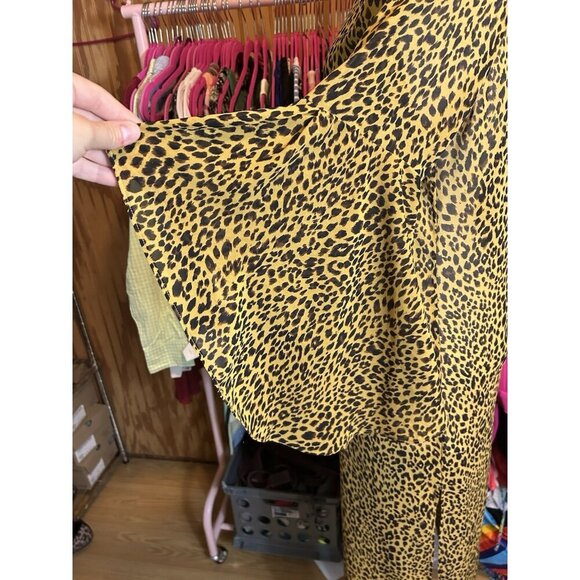 Umgee Cheeta Print Open Cardigan Duster Sz S Women’s Boho Sheer Tiered Sleeve - Picture 7 of 12